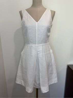 GAP White V-Neck Sleeveless Linen Dress Size 0P